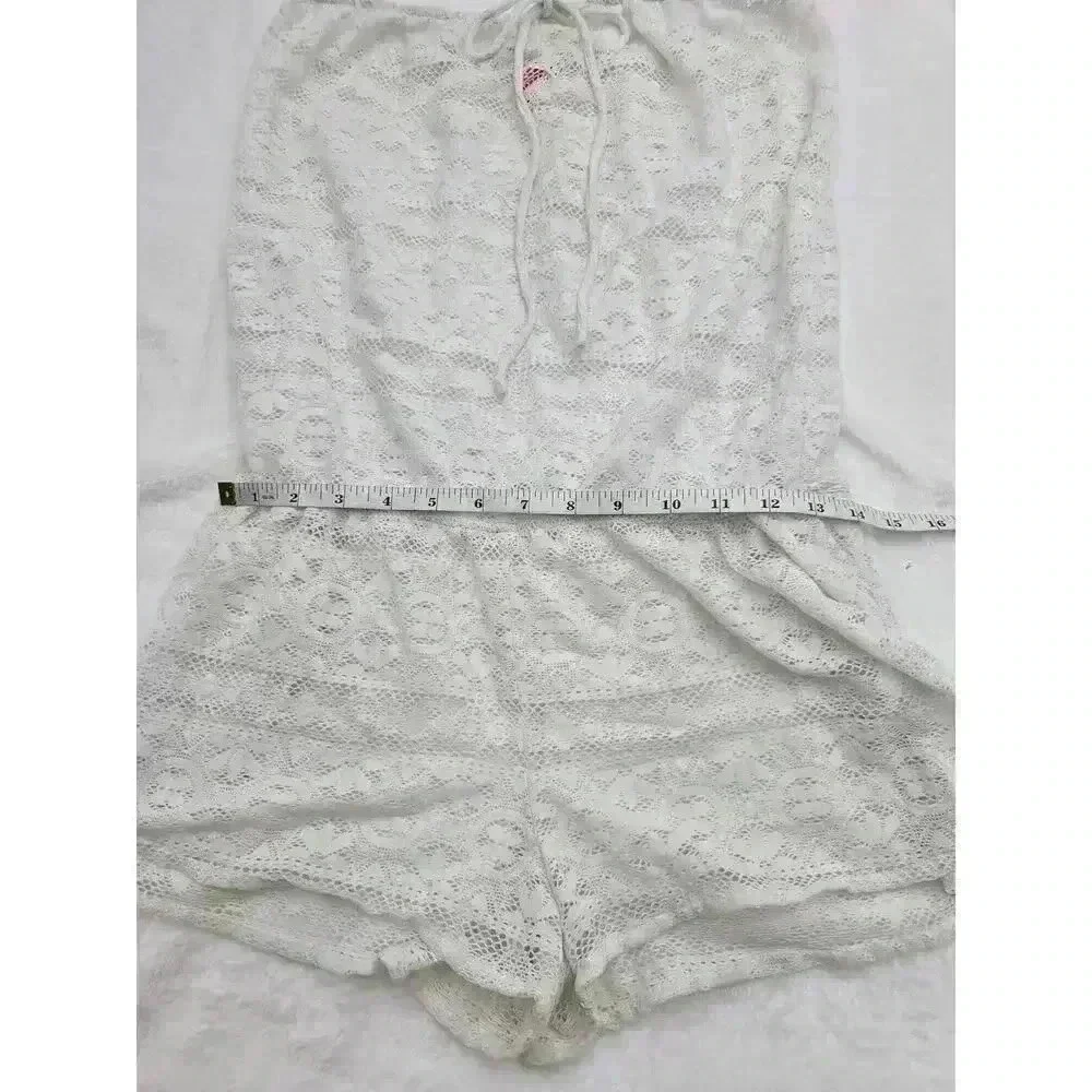 Victoria's Secret Women's Size M White Boho Strapless Romper Swim Coverup